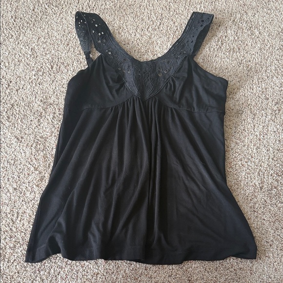 BCBGMaxAzria Tops - BCBGMaxAzria Black Lace Accent Tank Top